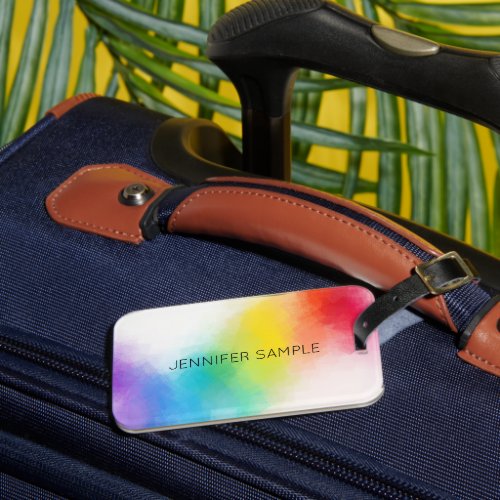 Personalized Modern Trendy Colorful Template Luggage Tag