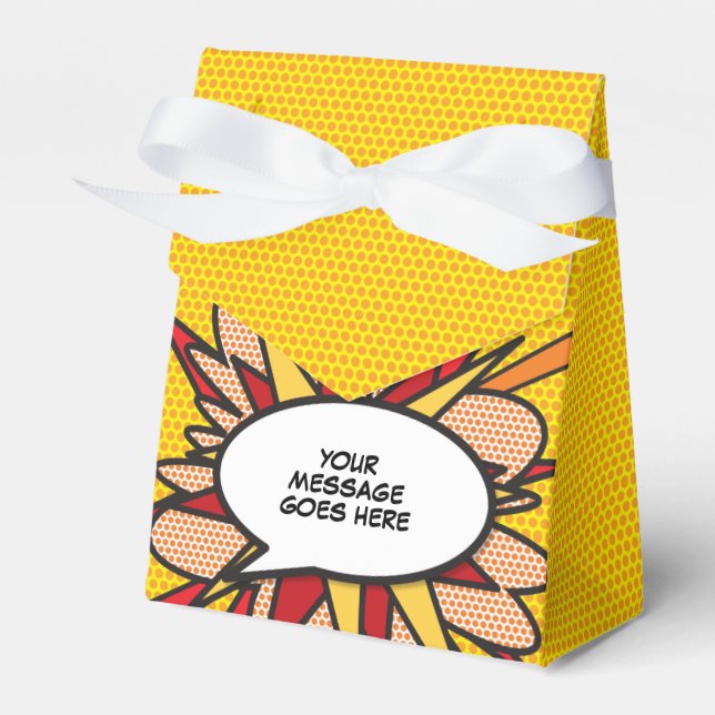 Personalized Modern Trendy Comic Book Fun Favor Boxes (Front Side)