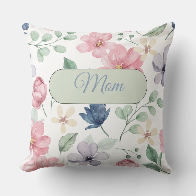 Personalized Modern Tropical Flowers Throw Pillow (Front)