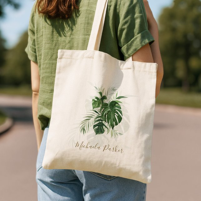 Personalized Modern Tropical Leaves Tote Bag (Creator Uploaded)