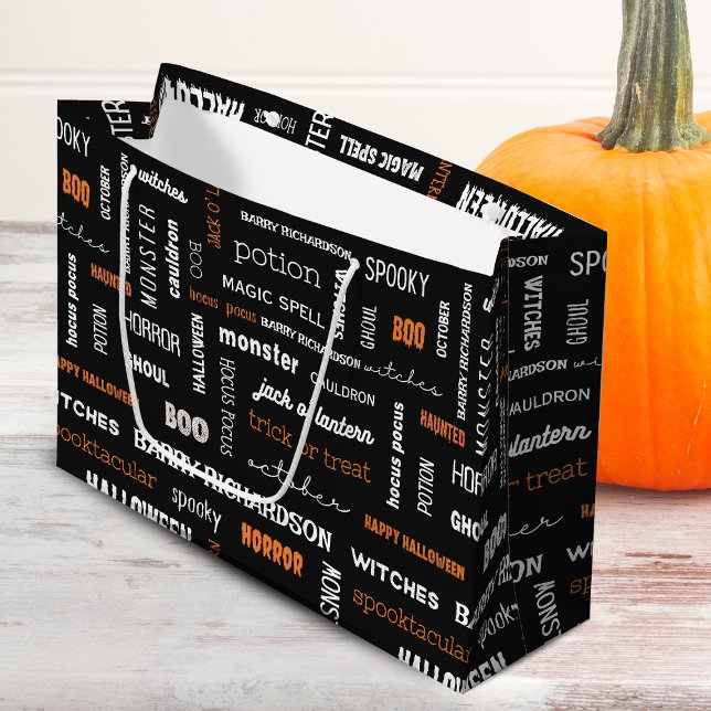 Personalized Modern Typography Halloween Large Gift Bag (Creator Uploaded)