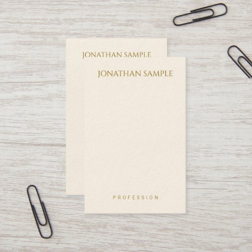 Personalized Modern Vertical Gold Text Elegant Business Card