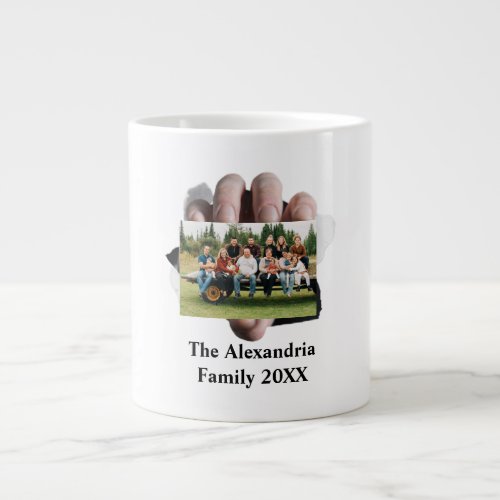 Personalized Modern vintage family photo template Giant Coffee Mug
