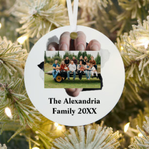 Personalized Modern vintage family photo template Metal Ornament
