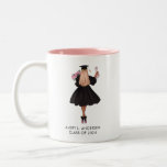 Personalized Modern Watercolor Girl Graduate  Two-tone Coffee Mug at Zazzle