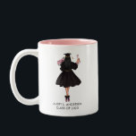 Personalized Modern Watercolor Girl Graduate  Two-Tone Coffee Mug<br><div class="desc">Personalized Modern Watercolor Girl Graduate Two-Toned Coffee Mug - Our unique coffee mug features a lovely graduate in a graduation gown and holding a bouquet of pink roses. Mug is personalized with graduate's name and graduation year. Makes a thoughtful graduation keepsake. A perfectly unique graduation gift.</div>