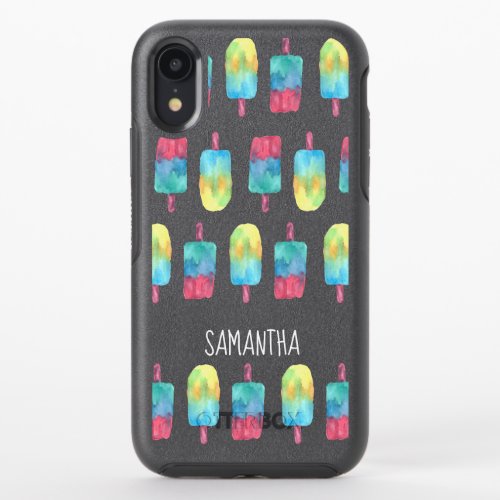 Personalized Modern Watercolor Popsicle Art OtterBox Symmetry iPhone XR Case