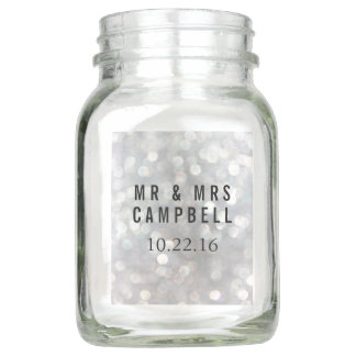 Personalized Modern Wedding Guest Favor Mason Jar