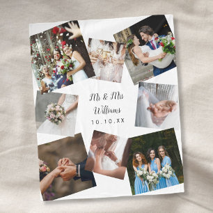 Personalized Modern Wedding Photo Collage Fleece Blanket