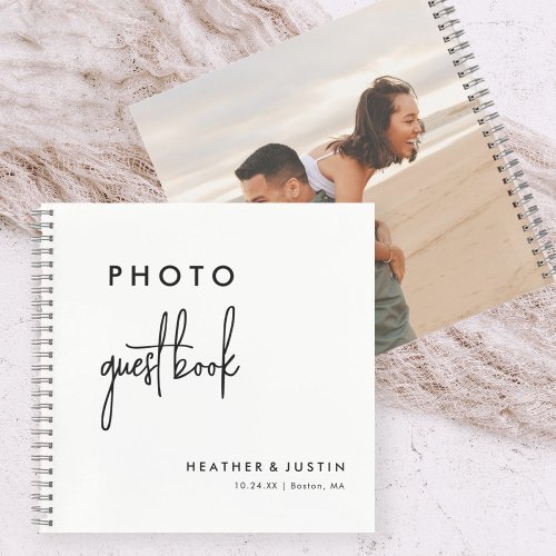 Personalized Modern Wedding Photo Guestbook Notebook