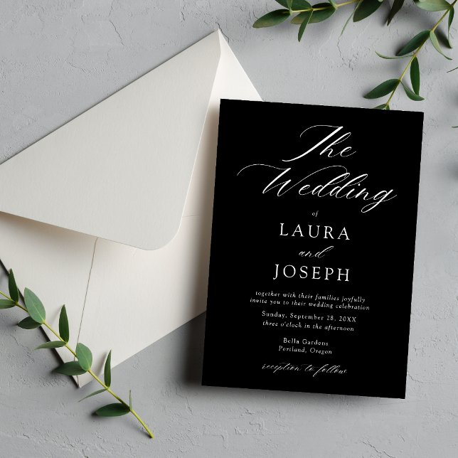 Personalized Modern White and Black Simple Wedding Invitation (Creator Uploaded)