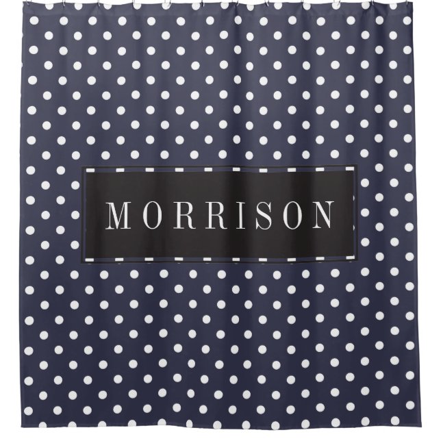Personalized - Modern White Polka Dots Shower Curtain (Front)