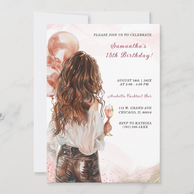 Personalized Modern Women Birthday invites (Front)