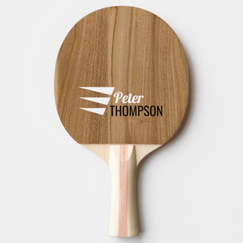 personalized modern wood grain texture name ping pong paddle