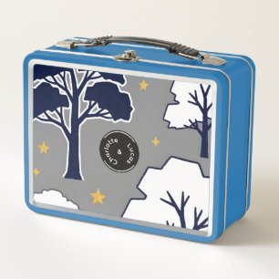 Personalized Modern Woodland Tree and Star   Metal Lunch Box