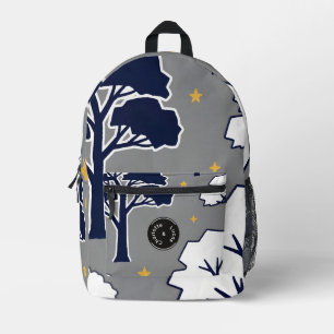 Personalized Modern Woodland Tree and Star Printed Backpack