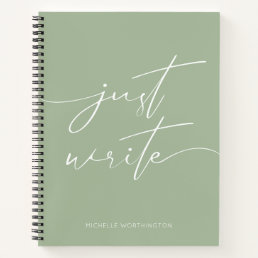 Personalized Modern Writer&#39;s Journal Sage Notebook