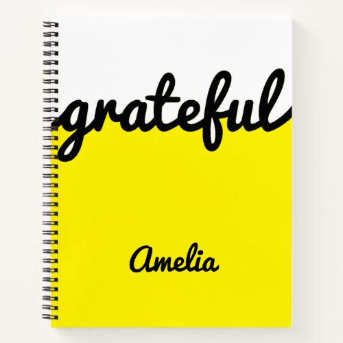 Personalized Modern Yellow Black and White Notebook