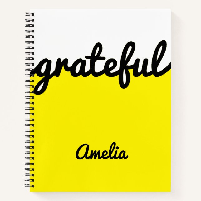 Personalized Modern Yellow Black and White Notebook (Front)