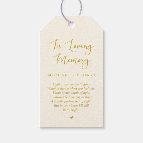 Personalized Modern Yellow Gold Funeral Service Gift Tags