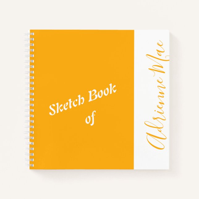 Personalized Modern Yellow Your Name Sketchbook Notebook (Front)