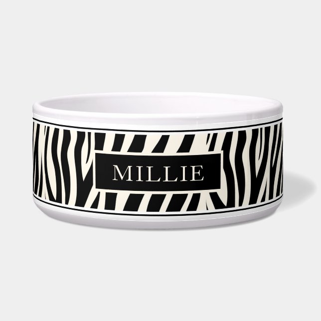 Personalized Modern Zebra Safari Animal Pattern Bowl (Front)
