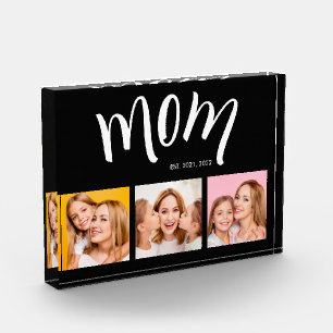 Personalized Mom 3 Photo Collage Acrylic  Block