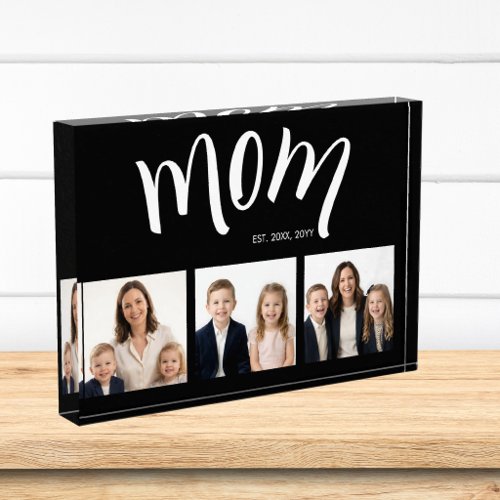Personalized Mom 3 Photo Collage Acrylic  Block