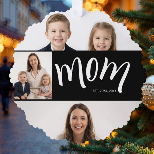 Personalized Mom 4 Photo Collage Kids Ornament Card