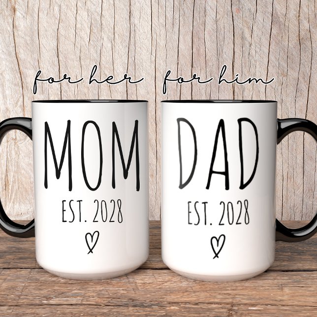Personalized Mom and Dad Mug, Baby Shower Gift Mug (personalized mom mug, personalized dad mug, mom and dad mug, custom parent mug, new parents gift,)