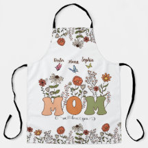 Personalized Mom And Kids Hands Apron, Custom Gift