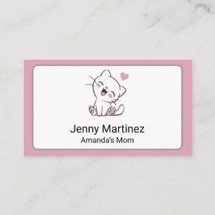 Personalized Mom Contact Card with Cute White Cat