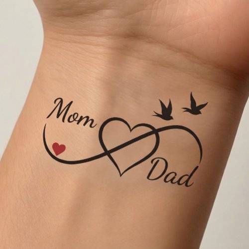 Personalized Mom & Dad Custom Names Heart Infinity Temporary Tattoos