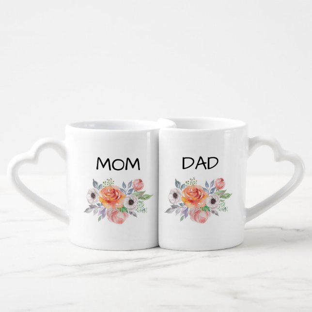 Personalized Mom Dad Daddy Mommy Gift Parents  Coffee Mug Set (Front Nesting)