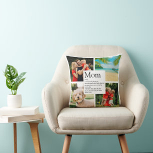 Personalized Mom Definition 4 Photo Collage Throw Pillow