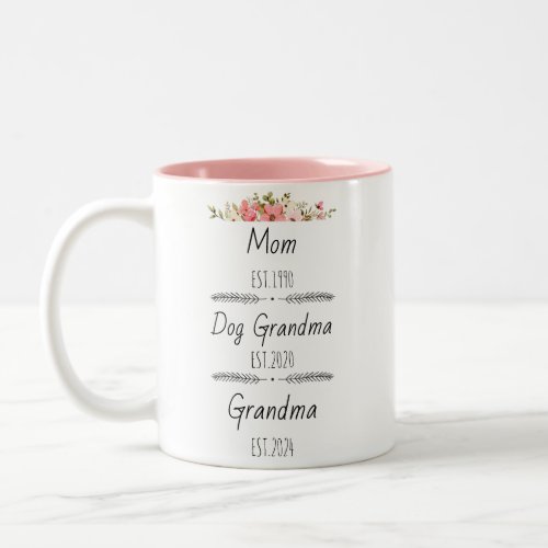 Personalized Mom Dog Grandma Est Custom Year Two_Tone Coffee Mug