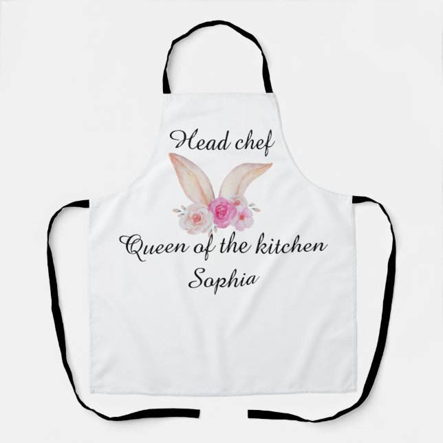 Personalized mom easter bunny headachef apron (Front)