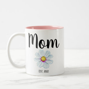 Personalized Mom Est. Flower Two-Tone Coffee Mug