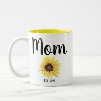 Personalized Mom Est. Painted Sunflower Two-Tone Coffee Mug