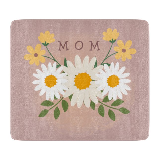 Personalized Mom Glass Cutting Board Mothers Day (Front)