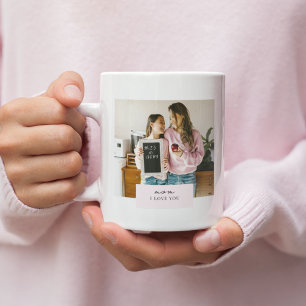 Personalized Mom I Love You Photo Pink Coffee Mug
