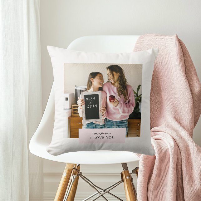 Personalized Mom I Love You Photo Pink Throw Pillow (Creator Uploaded)