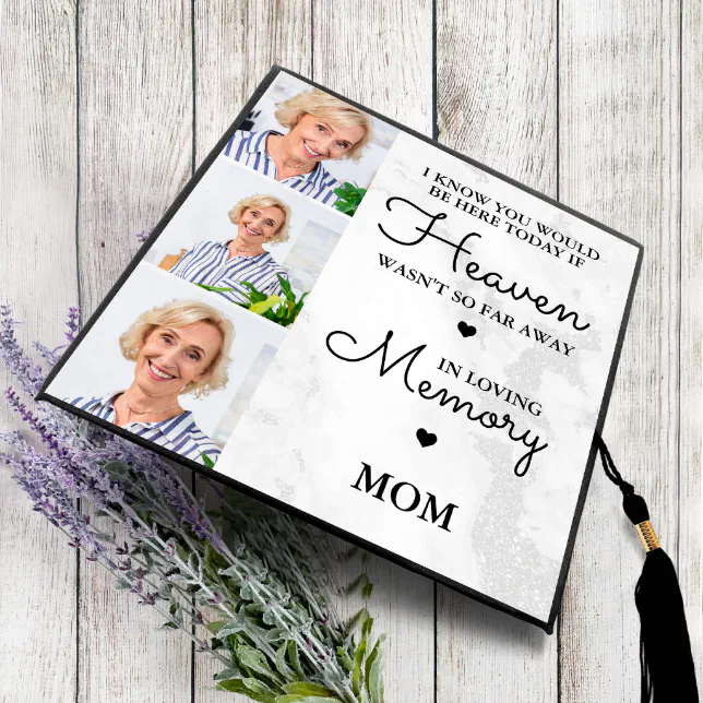 Personalized MOM In Loving Memory 3 Photo Collage Graduation Cap Topper ...