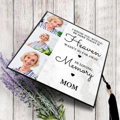 Personalized MOM In Loving Memory 3 Photo Collage Graduation Cap Topper