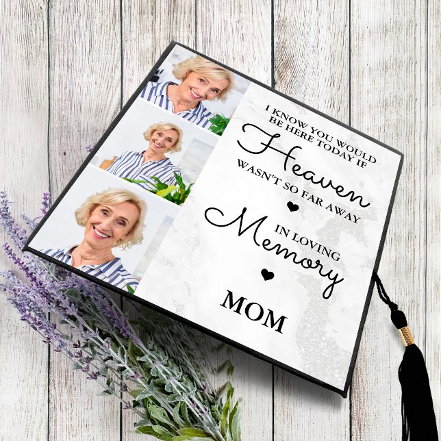 Personalized MOM In Loving Memory 3 Photo Collage Graduation Cap Topper (Creator Uploaded)