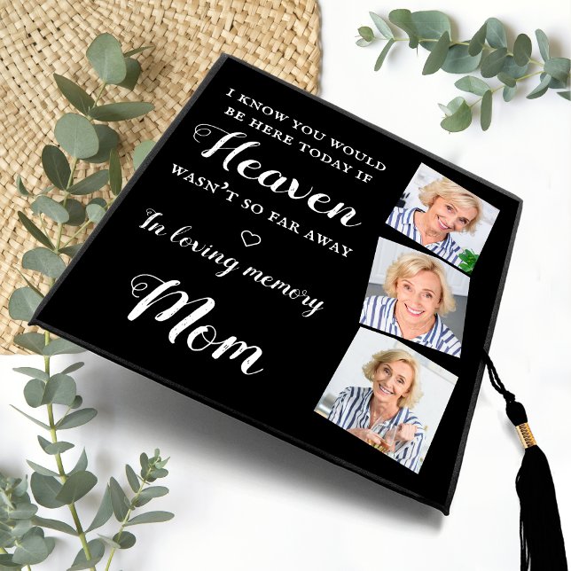 Personalized Mom In Loving Memory Photo Collage Graduation Cap Topper (Creator Uploaded)