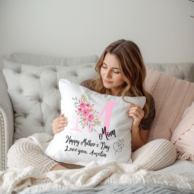 Personalized Mom Initial Throw Pillow (Creator Uploaded)