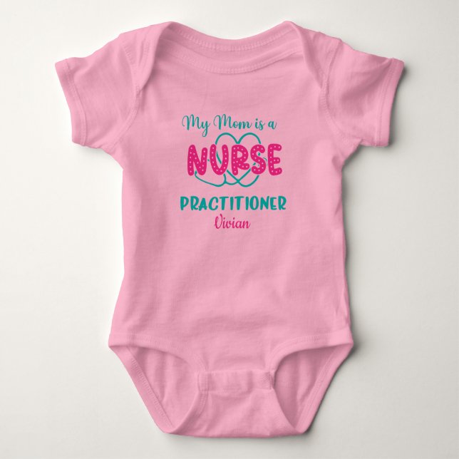Personalized Mom is Nurse Practitioner   Baby Bodysuit (Front)