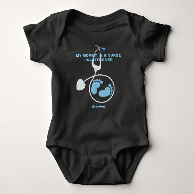 Personalized Mom is Nurse Practitioner Stethoscope Baby Bodysuit (Front)