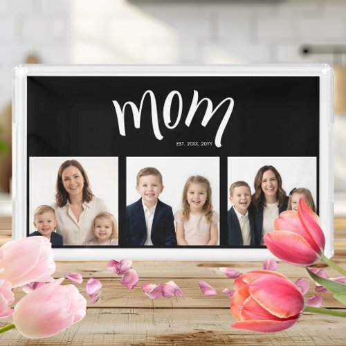 Personalized Mom Kids 3 Photo Collage Practical  Acrylic Tray